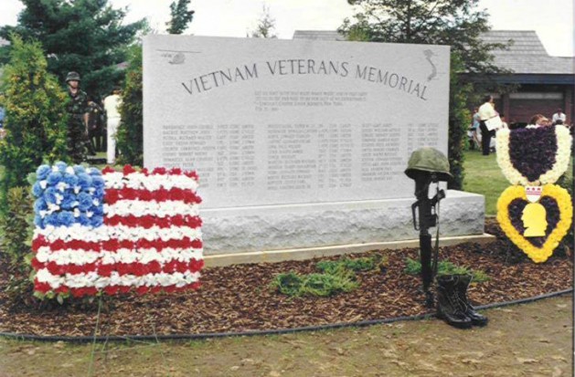 A memorial with the names of veterans on it.